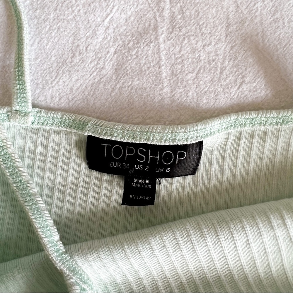 Light Mint Blue Ribbed Cropped Tank Top - Picture 4 of 4